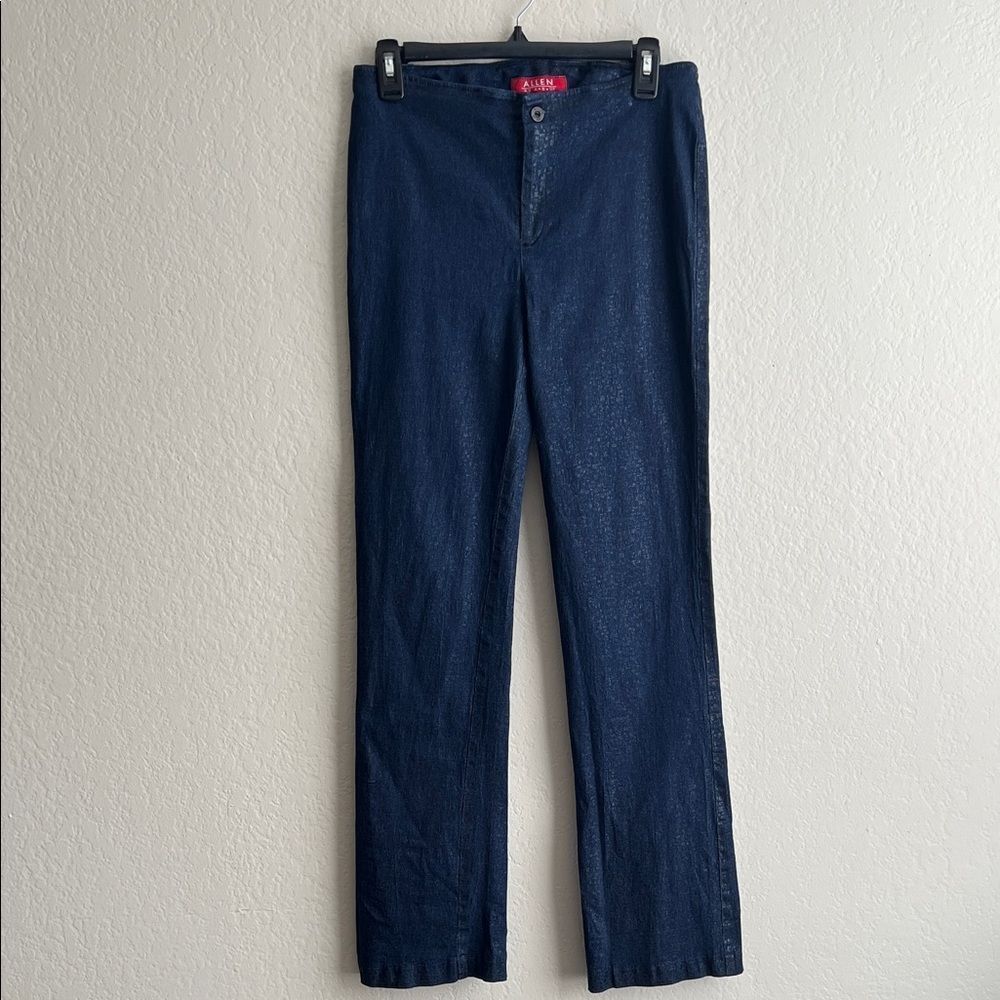 ABS by Allen Jeans Clean Front Dark Wash with Black Shiny Speckles in Size 12